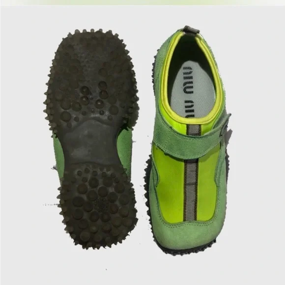 Miu Miu Green Sneakers with Slip-On Design and Velcro Strap - Picture 2 of 4